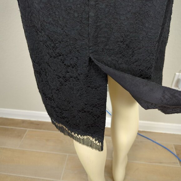 Sonia Rykiel Sleeveless lace black navy blue cocktail Sheath dress sz 38 sz 8 - Picture 10 of 16